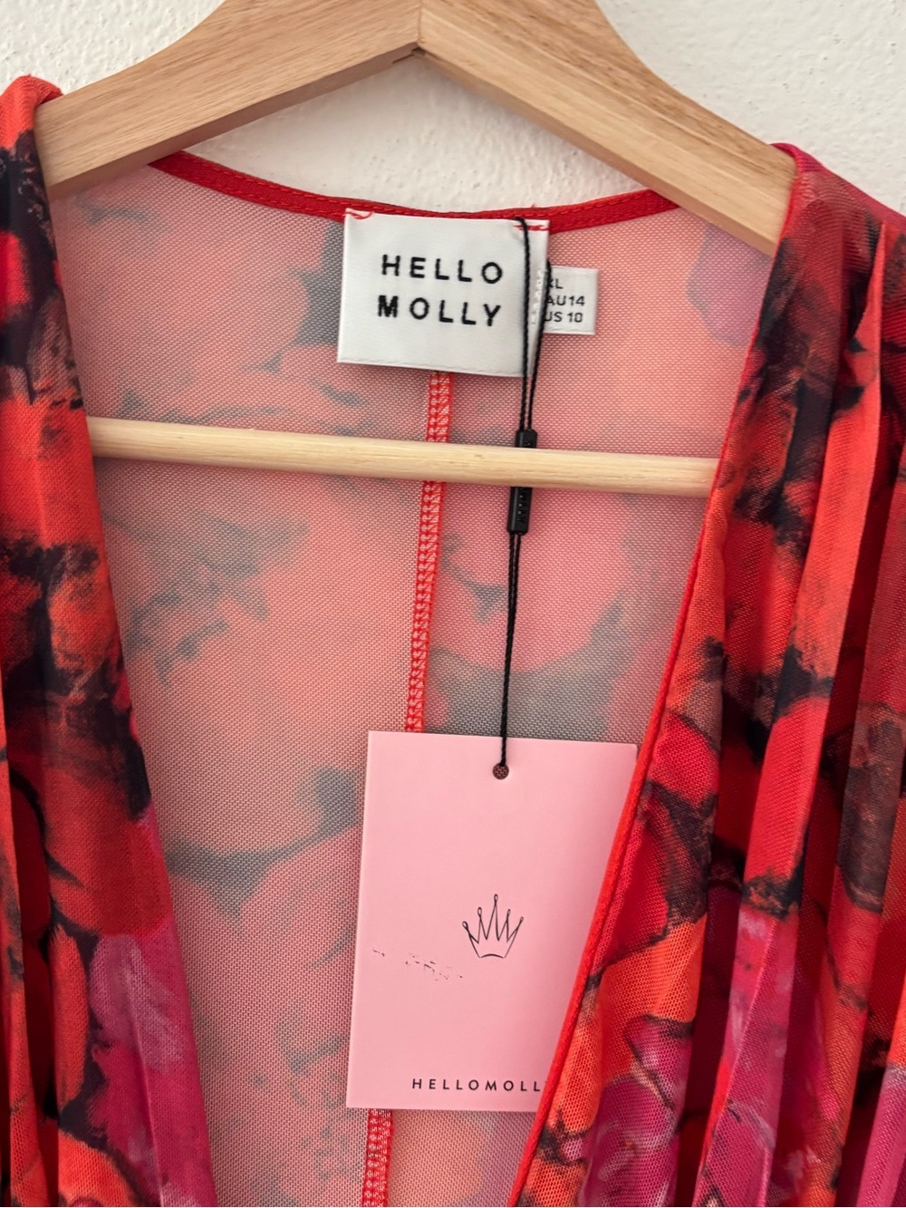 Hello Molly Written Diary Mesh Mini Dress in Red Floral NEW NWT - Picture 7 of 7